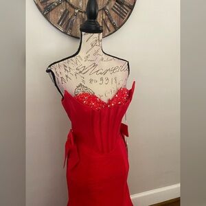 Unique retro style red dress, prom dress, holiday party, gala or formal dress
